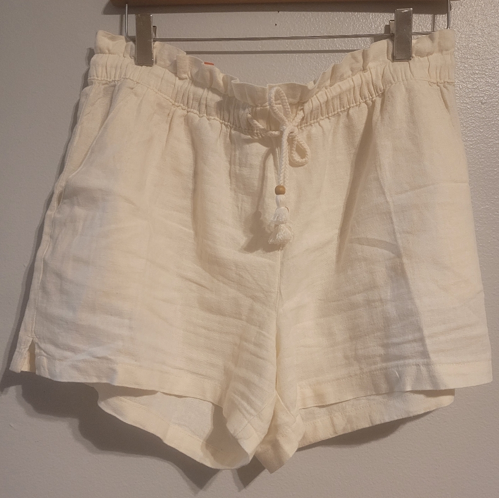Women's Cream Drawstring Shorts